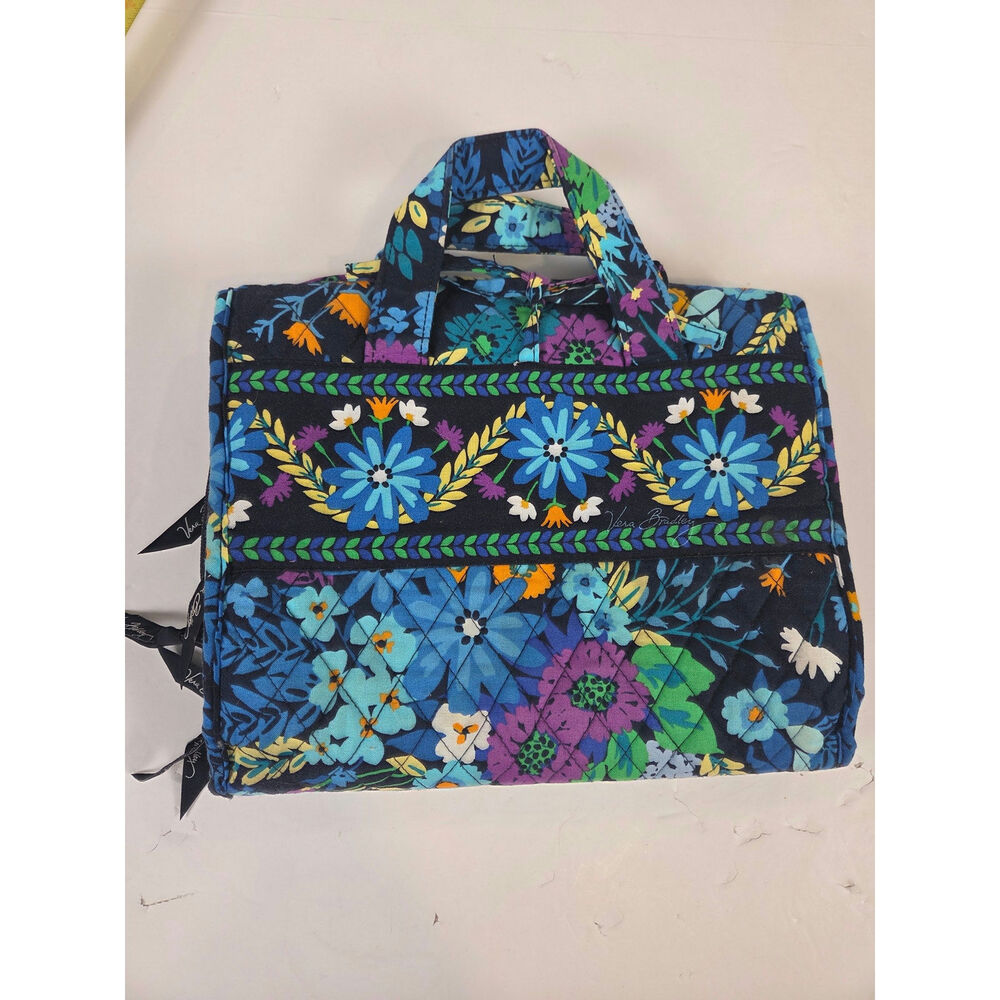 Vera Bradley Hanging Travel Organizer Quilted Cotton Midnight Blues Pattern